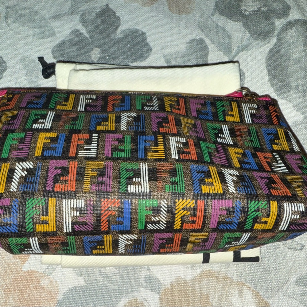AUTHENTIC FENDI MULTI COLOR MONOGRAMMED CANVAS POUCH - EUC PRELOVED-EUC - Picture 4 of 15